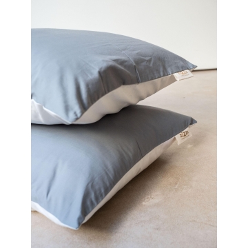 Bettwäsche – Kissenbezug aus Bio-Baumwolle (Perkal) – Weiß & Grau – Verschiedene Größen bestellbar ab