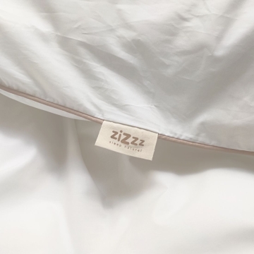 Bettbezug aus Perkal – 155x220cm – Weiß mit Rand in Beige – Mit Reißverschluss