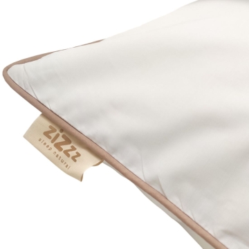 Kissenbezug aus Perkal – 80x80cm – Weiß mit Rand in Beige